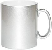 Merkloos / Sans marque Koffiemok / thee beker - 330 ml - Zilver - Cadeau mokken - keramiek