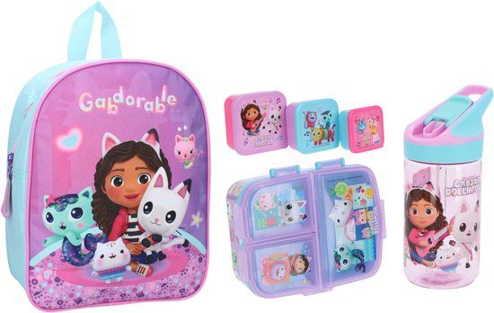 Gabby's Poppenhuis Gabby's Dollhouse school set; rugzak en lunchset