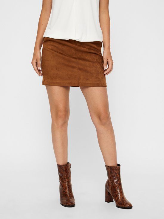 Vero Moda NOS Vero Moda Rok Vmdonnadina Faux Suede Short Skirt Cognac - L