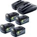 Festool Energie Set 4x BP 18 Li 5,0 HP-ASI HighPower accupack 18 V 5,0 Ah + TCL 6 DUO dubbele lader