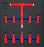 BGS Werkplaatswageninleg 2/3: VDE-bit-dopsleutelset aandrijving binnenvierkant 10 mm (3/8") / 12,5 mm (1/2") binnenzeskant 4 - 10 mm 10-delig - 70216
