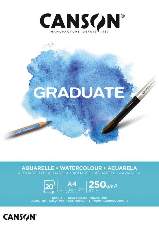 Canson Graduate Aquarelpapier 20 vel 250gr A4 Wit