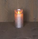 Anna's Collection Batterijverlichting kaars wax rustiek met bewegende vlam zilver 15 cm