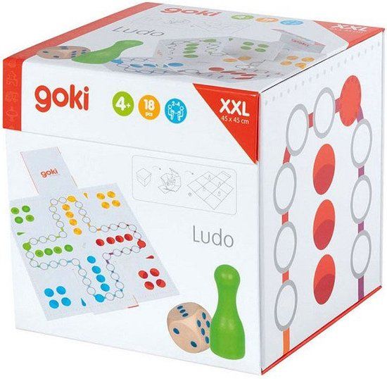 Goki XXL Ludo in Kubus Bordspel - Houten bordspel voor kinderen vanaf 4 jaar