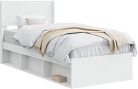 vidaXL Bedframe met opbergruimte en hoofdbord Wit 100 x 200 cm