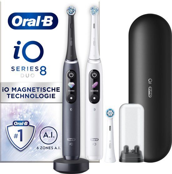 Oral-B iO 8 - Elektrische Tandenborstels - Duopack - Wit en Zwart