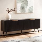 Ervesto Lowboard Tv-meubel - Zwart Eiken Decor 150x60x39 Cm