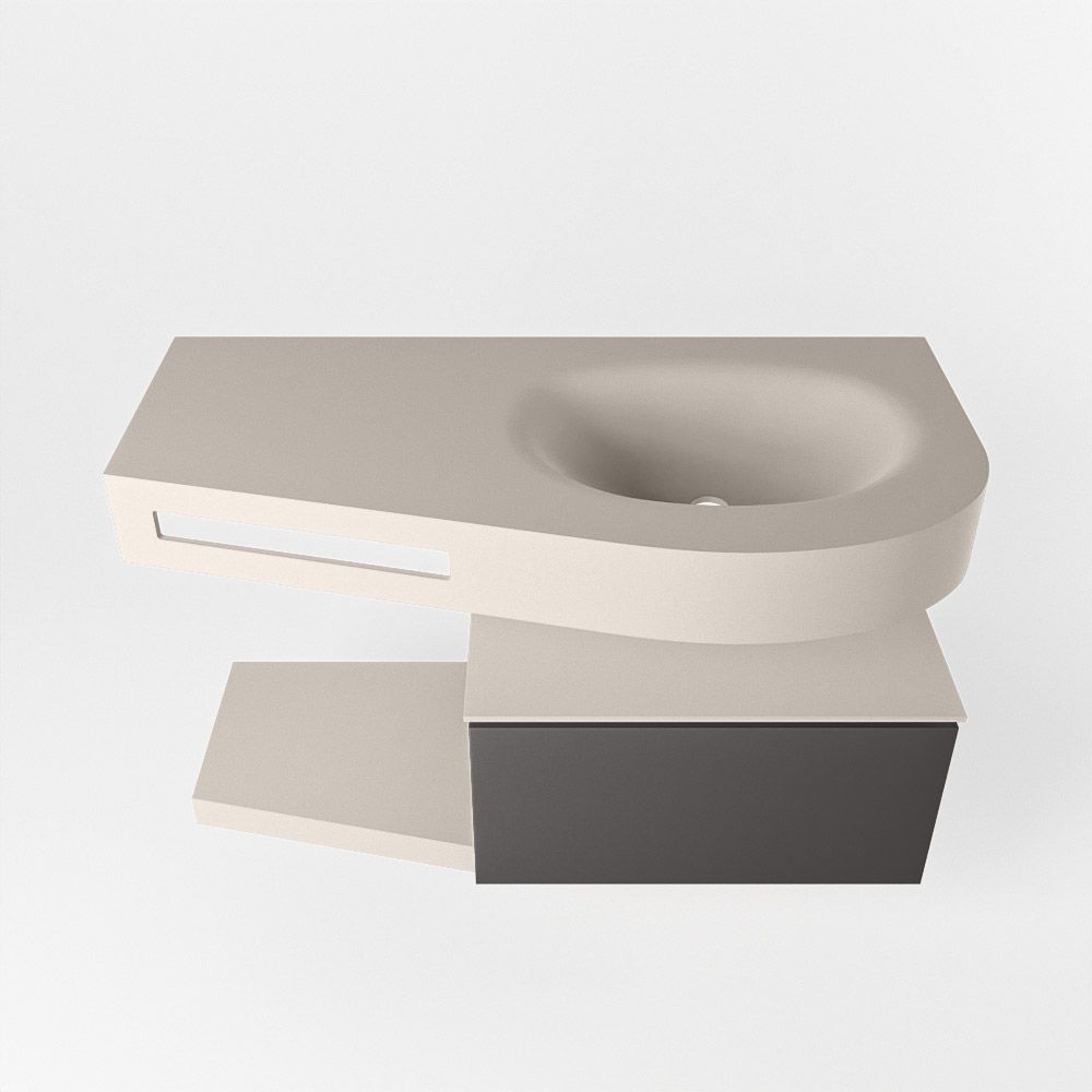 Mondiaz Riva Dulcet badkamermeubel rechts 100 cm linen dark grey