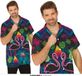 FIESTAS Partychimp Tropical party Hawaii blouse heren - flamingo - neon roze - carnaval/themafeest - Hawaii party M