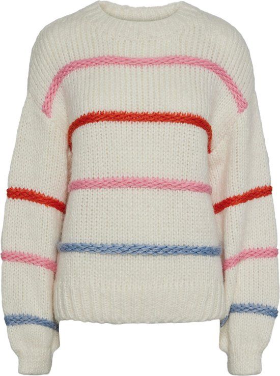 PCNAVINE LS O-NECK KNIT BC Trui Wit Maat M
