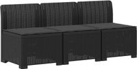 vidaXL 3-Zits Tuinbank met Kussens Rattan Look PP Antraciet