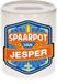 Bellatio Decorations Kinder spaarpot met naam - Jesper - keramiek - met dop - wit