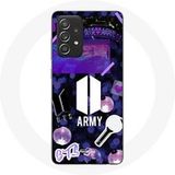 Maniacase Etui voor Samsung Galaxy A52 Bangtan Sonyeondan Logo BTS en Logo ARMY I Purple You