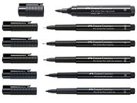 FABER-CASTELL Pitt Artist Pen-set met puntjes, zwart, 6 inktpennen