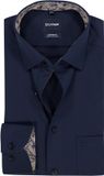 OLYMP Luxor comfort fit overhemd - twill - marine blauw - Strijkvrij - Boordmaat: 42 (EU maat: L)