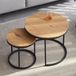 Table basse ronde en chêne et métal 44,50 cm couleur chêne clair