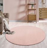 the carpet RELAX – Extra Zacht & Wasbaar Vloerkleed tot 30°C met Antislip Onderzijde – Fluweelachtige Structuur – Voor Slaapkamer of Woonkamer – Roze, rond 200 cm