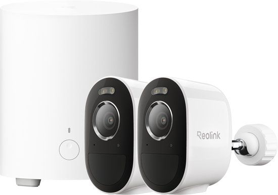 Reolink 5MP Draadloos Beveiligingscamerasysteem - Wit - IP67 - Hub 1 Lite + 2x Argus Serie B330