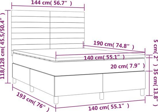 vidaXL Boxspring met matras stof blauw 140x190 cm
