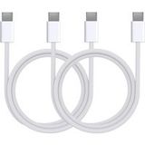 Phonillico® Set van 2 USB-C naar USB-C kabels 2 meter voor iPhone 16 / 16 PLUS / 16 PRO / 16 PRO MAX / 15 / 15 PLUS / 15 PRO / 15 PRO MAX - Nylon gevlochten