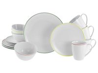 CreaTable, 24054, Serie Luna Color Line, 16-delige serviesset voor 4 personen, combiservies van porselein, vaatwasser- en magnetronbestendig