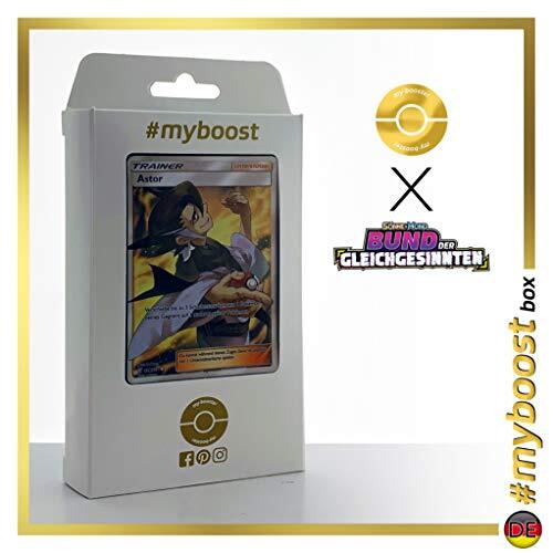 my-booster Astor (Grimsley) 234/236 Full Art trainer - #myboost X Sonne & Mond 11 Bund des Gleichgesinnten - Doos met 10 Duitse Pokémon-kaarten