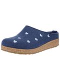 HAFLINGER pantoufles bleu denim / blanc