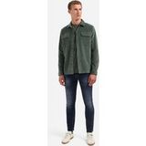 No Excess Overshirt met knoopsluiting in velvetstof