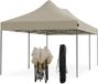 LifeGoods Tente de réception - Pliable - 3x6 m - Easy Up - Pavillon - Imperméable - Sac de transport à roulettes - Beige