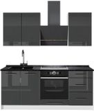 Vicco Eenpersoonskeuken Fame-Line, Antraciet Hoogglans/Wit, 190 cm