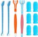Famanu Hondentandenborstelset, set van 2 drievoudige hoofden hondentandenborstels met 2 dubbele dode tandenborstels en 6 vingertandenborstels voor h