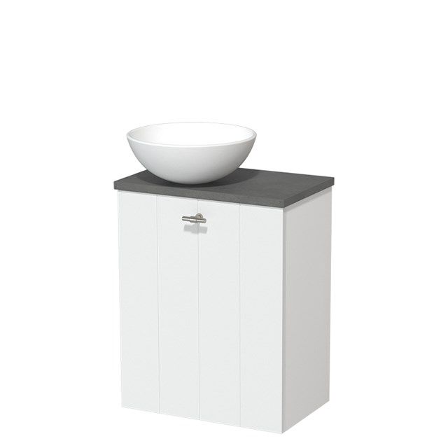 Maxaro Modulo Toiletmeubel 41 cm - Mat Wit Lamel - Donkergrijs Beton Blad