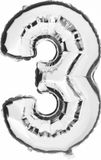 Merkloos / Sans marque Haza-Witbaard Cijfer 3 ballon - zilver - 100 cm