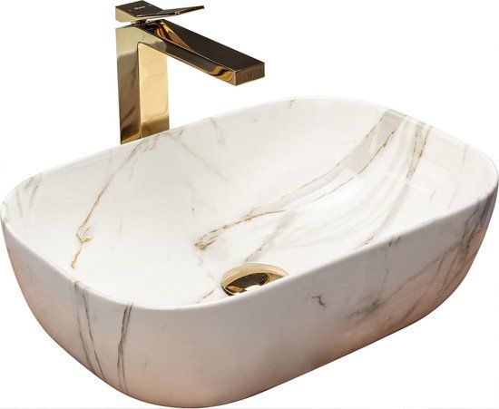 Rea Belinda Aiax Shiny Opzetwastafel Steen Imitatie 46,5x33,5 cm