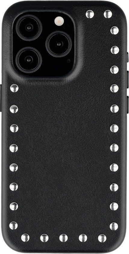 Selencia Hoesje - Geschikt voor Apple iPhone 15 Pro - Studs Backcover geschikt voor MagSafe - Velvet Black