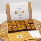 Brownies.nl Jij Bent Goud Waard Brownie - 12 Brownies Per Post - Brievenbus Pakket - Brownie Box - Hartjes - Bedankt Cadeau - Gouden Brownie - Chocolade Brownie