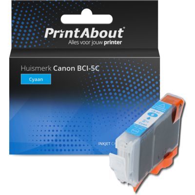 PrintAbout Huismerk BCI-5C Cyaan Inktcartridge | Compatibel met Canon | 650 Pagina's
