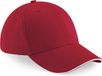 Beechfield Pet - Rood met wit - 6-panel baseballcap - Volwassenen - Katoen