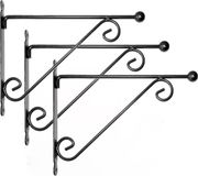 Esschert Design Muurhaak/plantenhaak met dubbele sierkrul - Set van 3x stuks - metaal - Zwart