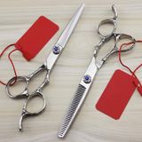 Icecat Ciseaux de coiffure professionnels de 15 cm (6 pouces) avec poignées en bois de pêche, fabriqués en acier japonais 440C-9CR, idéaux pour une utilisation en salon. Convient comme ciseaux amincissants et fait partie d'un ensemble complet de coiffure