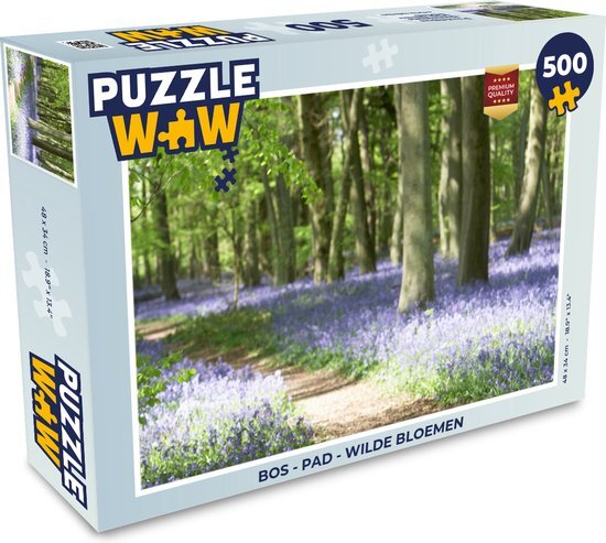 MuchoWow Puzzel Bos - Pad - Bloemen - Paars - Groen - Natuur - Legpuzzel - Puzzel 500 stukjes - Sinterklaas cadeautjes - Sinterklaas voor grote kinderen