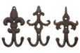 Comfify Set van 3 - Gietijzeren Fleur De Lis dubbele wandhaken/hangers - decoratieve wandmontage kapstok - rustiek gietijzer - met schroeven en ankers - bruin