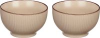 Vivalto Artesania Cerd Vivalto Kommetjes/serveer schaaltjes/soepkommen - 2x - Mistique - Keramiek - Beige - Rond - D14 x H8 cm