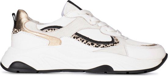 PS Poelman IVA Dames Sneakers - Wit met goud - Maat 37