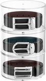 FNG8 3-laags riemorganizer - Ronde riemhorloge-opbergdoos transparant met magnetisch deksel - Stapelbare acryl organizer van kunststof voor riemen, sieraden, horloges, make-up en cosmetische accessoires