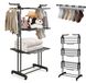 Sèche-linge - Modèle tour - 3 niveaux - 24 barres de séchage - Pliable - Capacité de charge 40 kg - Pivotant à 360° - Noir