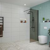 Fortifura Galeria inloopdouche - 80x200cm - rookglas - wandarm - mat zwart