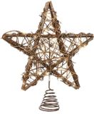 Lumineo Kerstboom Ster Piek - Rotan - Warm Wit - 30 cm - LED Verlichting