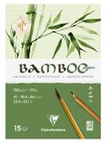 Clairefontaine 975922C - Eenzijdig Gelijmd Blok Bamboo - 15 Vellen 100% Bamboe Aquarelpapier Naturel Wit 100% Vegan - Subtiele Korrel Professionele Kwaliteit A1 59,4x84,1 cm 250g
