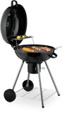 Relaxdays Kogelbarbecue Ø 53 cm - Zwart/Zilver - Staal - Met wielen en thermometer